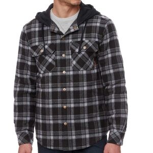 Legendary Outfitters Plaid Button Down Hooded Shirt Jacket Size Large